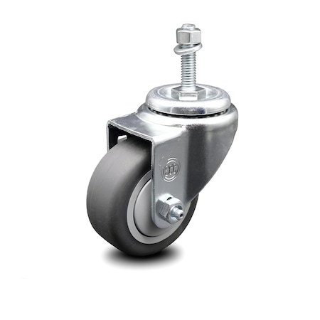 Service Caster 3 Inch Thermoplastic Rubber Wheel Swivel 3/8 Inch Threaded Stem Caster SCC SCC-TS20S314-TPRB-381615